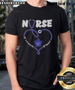 Official Toronto Maple Leafs Stethoscope Nurse T-Shirt - It's a Work of Heart design perfect for hockey and healthcare fans.