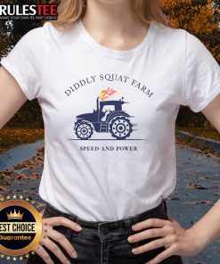 Official Tractor Diddly Squat Farm Speed and Power Ladies Tee featuring vibrant design and comfortable fit for casual wear.