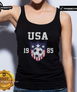 Official USA Soccer Team 1985 tank top featuring vintage design and team logo, perfect for soccer enthusiasts.