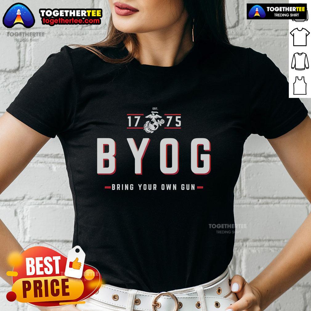 Official Usmc Bring Your Own Gun Est 1775 Ladies Tee Official USMC Bring Your Own Gun Est. 1775 Ladies Tee featuring a stylish design for proud Marine supporters.