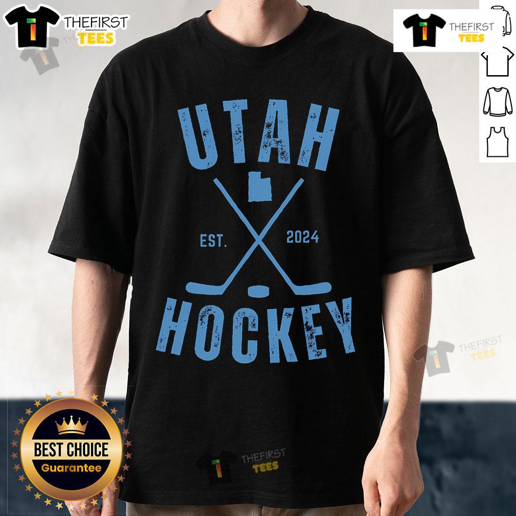 Official Utah Hockey Salt Lake Est 2024 T Shirt Alt Text: Official Utah Hockey Salt Lake Est 2024 T-Shirt featuring a stylish design for fans and players alike.