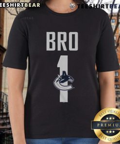 Official Vancouver Canucks Number 1 Bro Ladies Tee featuring vibrant team colors and stylish design for female fans.