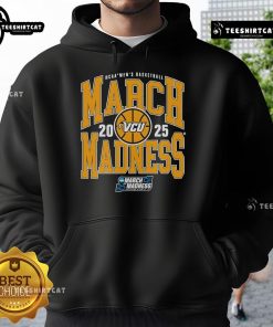 Official VCU NCAA Men's Basketball March Madness 2025 Team Hoodie in black, featuring team logo and stylish design.