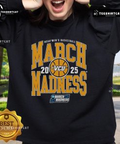 Alt Text: Official VCU NCAA Men's Basketball March Madness 2025 team sweatshirt featuring logo and vibrant colors.