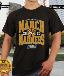 Official VCU NCAA Men's Basketball March Madness 2025 Team T-Shirt featuring vibrant colors and team logo design.