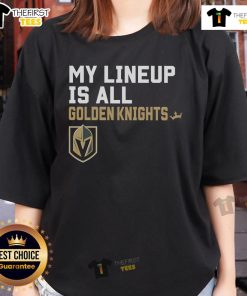 Official Vegas Golden Knights My Lineup Ladies Tee featuring team logo and stylish design, perfect for fans.