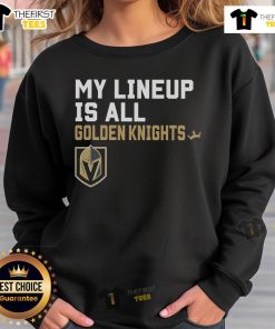 Alt Text: Official Vegas Golden Knights My Lineup Sweatshirt featuring team logo and stylish design for fans.