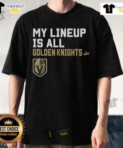 Alt Text: Official Vegas Golden Knights My Lineup T-Shirt featuring team colors and logo, perfect for fans and game day attire.