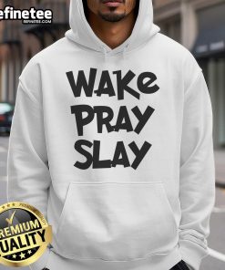 Official Wake Pray Slay Hoodie in black, featuring stylish lettering and a cozy design perfect for casual wear.