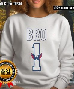 Official Washington Capitals Number 1 Bro Sweatshirt, featuring team colors and logo, perfect for fans and game day.