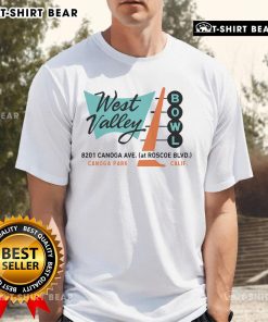 Vintage Official West Valley Bowl T-Shirt from Canoga Park, CA featuring retro bowling alley design and vibrant colors.