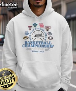 Official Wichita Kansas 2025 NCAA DI Men's Basketball Championship hoodie featuring team colors and logo.