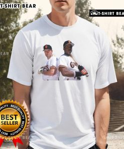 Official Will Clark and Barry Bonds San Francisco Giants baseball T-shirt featuring iconic player graphics and team colors.