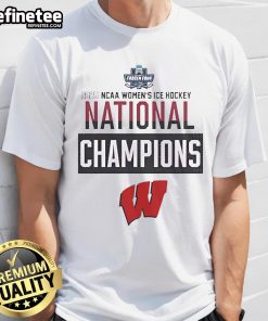Official Wisconsin Badgers 2025 Women's Hockey Tournament Champions T-Shirt featuring team logo and championship graphics.
