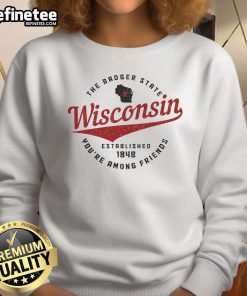 Wisconsin Est. 1848 Badger State map pride sweatshirt showcasing vibrant state design and comfortable fit.