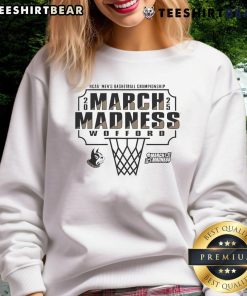 Official Wofford College Men's Basketball 2025 NCAA Tournament Bound Sweatshirt in navy blue, showcasing team spirit.