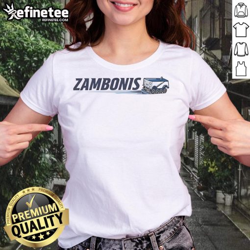 Official Zambonis Logo Ladies Tee featuring a stylish design and vibrant colors for fans of the Zambonis.