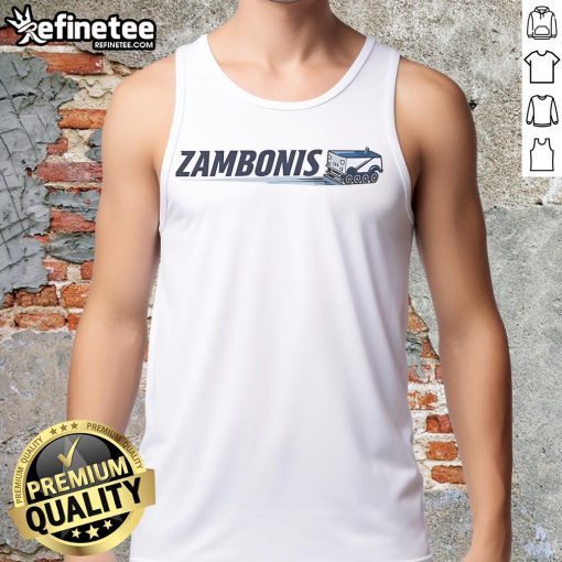 Official Zambonis Logo Tank Top featuring bold logo design for fans of the Zambonis music group.