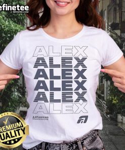 Original Alex Repeat Atlassian Williams Racing F1 ladies tee featuring a stylish design for female motorsport fans.