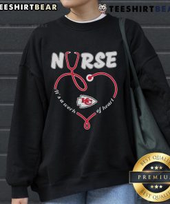 Alt Text: Original Nurse 'It's a Work of Heart' Kansas City Chiefs sweatshirt, perfect for fans and healthcare professionals.