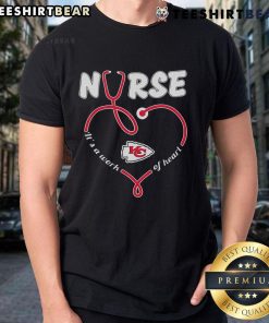 Alt Text: Original Nurse It's A Work Of Heart Kansas City Chiefs T-Shirt featuring a vibrant design for fans and healthcare workers.