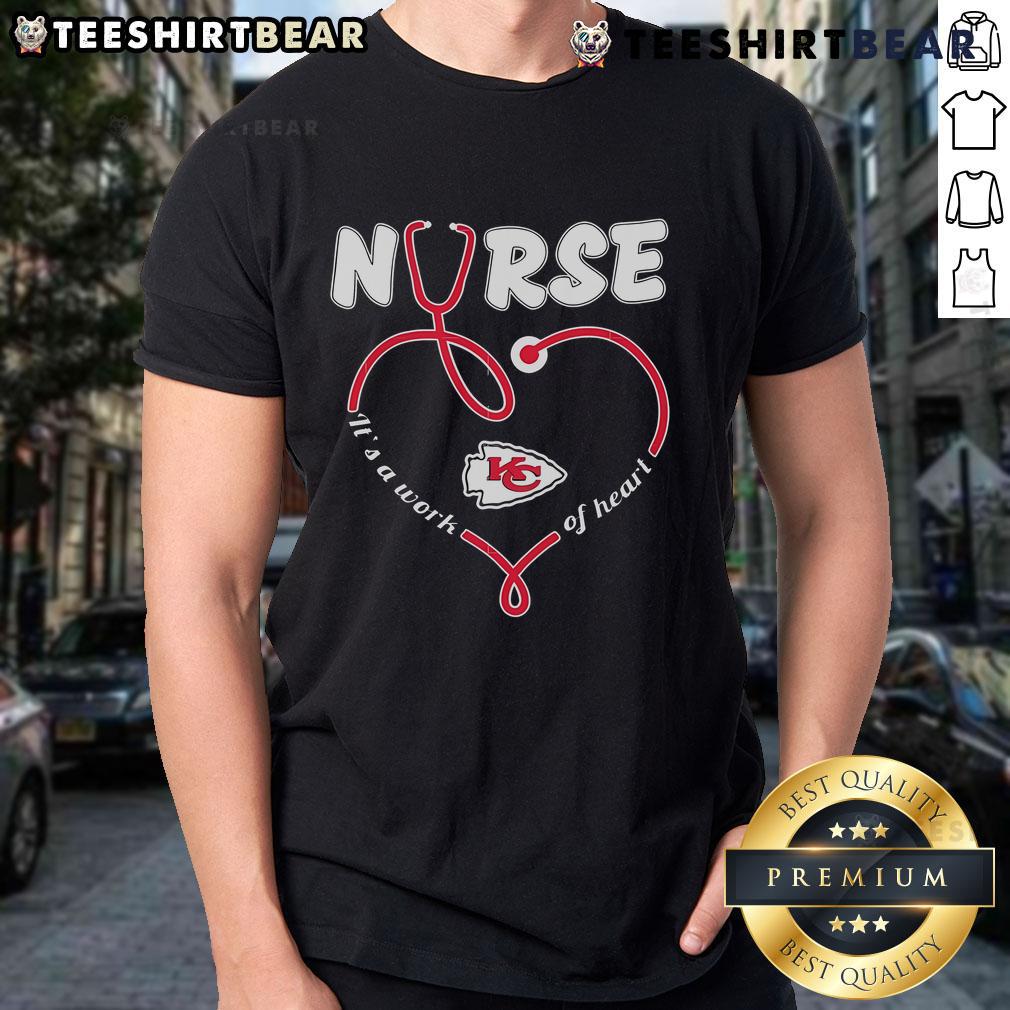 Original Nurse It'S A Work Of Heart Kansas City Chiefs T Shirt Alt Text: Original Nurse It's A Work Of Heart Kansas City Chiefs T-Shirt featuring a vibrant design for fans and healthcare workers.