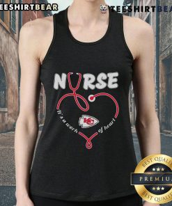 Alt Text: Original Nurse 'It's a Work of Heart' Kansas City Chiefs tank top featuring a stylish design for fans.