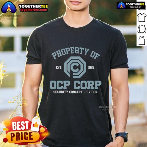 Original OCP Corp Security Concepts Division Est 1987 T-Shirt featuring classic design and logo for collectors.