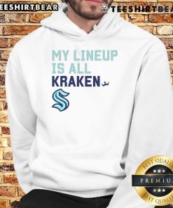 Original Seattle Kraken My Lineup Hoodie featuring team colors and logo, perfect for fans and cozy wear.