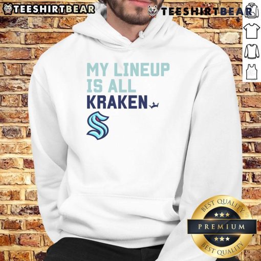 Original Seattle Kraken My Lineup Hoodie featuring team colors and logo, perfect for fans and cozy wear.