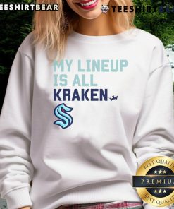 Alt Text: Original Seattle Kraken My Lineup Sweatshirt featuring team colors and logo, perfect for fans and cold game days.