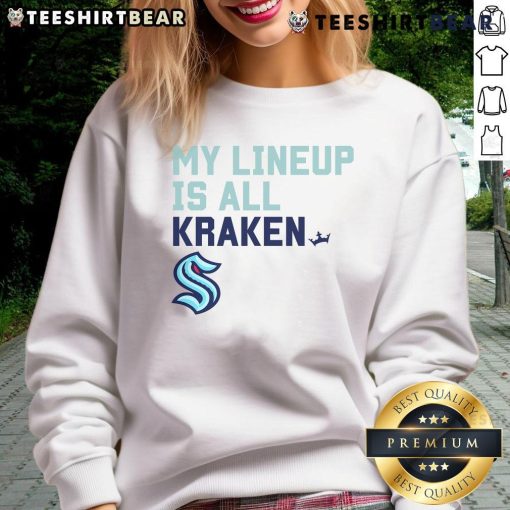 Alt Text: Original Seattle Kraken My Lineup Sweatshirt featuring team colors and logo, perfect for fans and cold game days.