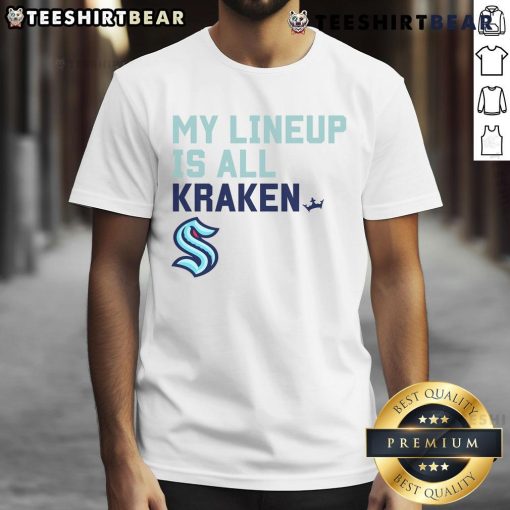 Original Seattle Kraken My Lineup T-Shirt featuring team logo and colors, perfect for passionate hockey fans.