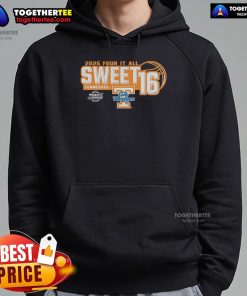 Original Tennessee Volunteers Sweet 16 2025 Women's March Madness Four It All Hoodie in orange with team logo.