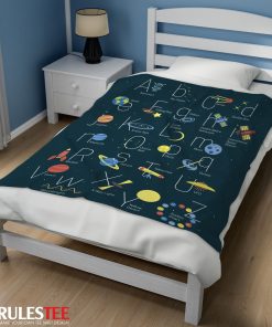 Outer Space Alphabet Poster Cute A To Z Astronomy Fleece Blanket