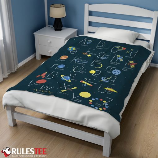 Outer Space Alphabet Poster Cute A To Z Astronomy Fleece Blanket