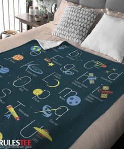 Outer Space Alphabet Poster Cute A To Z Astronomy Fleece Blanket