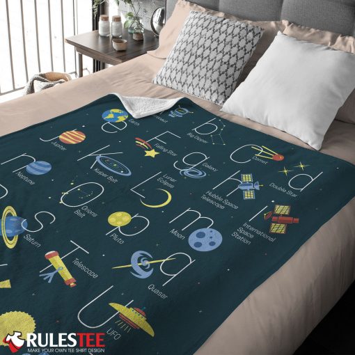 Outer Space Alphabet Poster Cute A To Z Astronomy Fleece Blanket