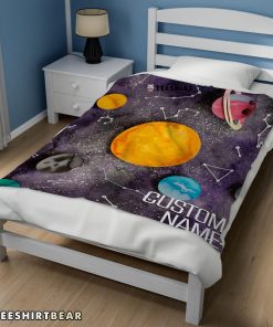 Outer Space Galaxy Watercolor Planets & Stars Blanket Fleece Customized Blanket