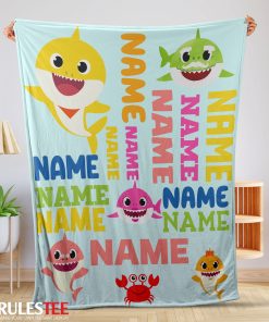 Personalized Baby Shark Blanket Fleece Customized Blanket