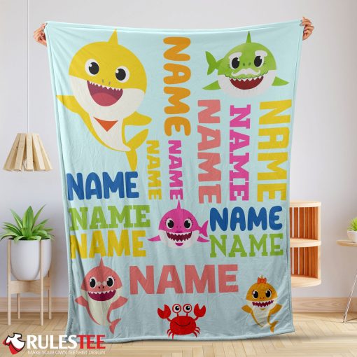 Personalized Baby Shark Blanket Fleece Customized Blanket