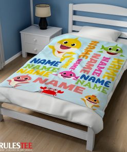 Personalized Baby Shark Blanket Fleece Customized Blanket