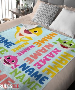 Personalized Baby Shark Blanket Fleece Customized Blanket