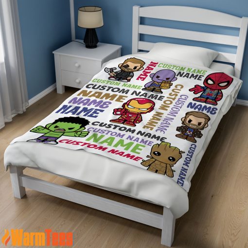 Personalized Marvel Superheroes And Thanos Blanket Fleece Customized Blanket