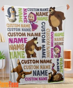 Personalized Masha And The Bear Blanket Fleece Customized Blanket