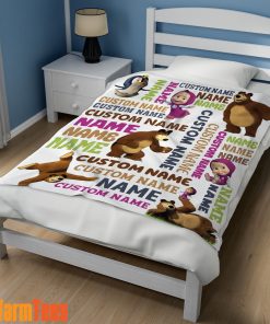 Personalized Masha And The Bear Blanket Fleece Customized Blanket