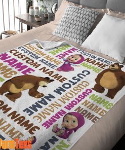 Personalized Masha And The Bear Blanket Fleece Customized Blanket