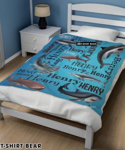 Personalized Sharks Name Blanket Fleece Customized Blanket