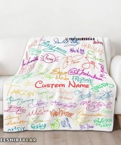 Playful Hand Writing Typography Vibrant Name Blanket Fleece Customized Blanket