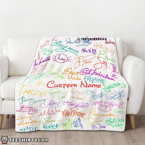 Playful Hand Writing Typography Vibrant Name Blanket Fleece Customized Blanket